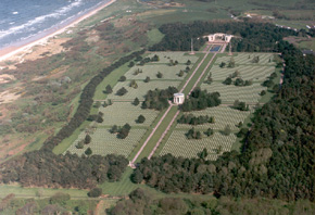 Aerial view of Normandy American Cemetery.