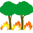 Image of two trees in a fire