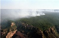 AERIAL VIEW OF A PRESCRIBED BURN ON THE NORTH RIM, GRAND CANYON NATIONAL PARK.