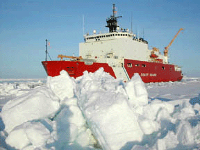 U.S. Coast Guard icebreaker Healy in arctic sea ice