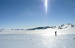 Photo of a person on the icefield.
