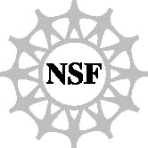 NSF
logo, black letters on white center, grey outer circle