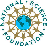 NSF
 logo, green letters on gold, blue and green earth center