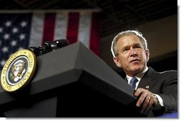 President George W. Bush delivers remarks on energy at the Central Aluminum Company in Columbus, Ohio, Thursday, Oct. 30, 2003. White House photo by Eric Draper.