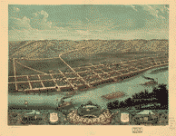 Bird's Eye View of Guttenberg, Clayton County, Iowa 1869. Merchants Lithographing Co.