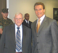 Ambassador Howard H. Baker, Jr. meets California Governor Arnold Schwarzenegger Nov. 12 at the Embassy, during the governor's visit to promote California business, agriculture and tourism.