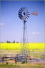 Photo of a windmill that pumps water on the Great Plains.