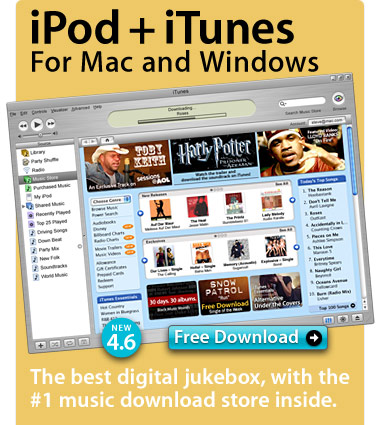 iPod + iTunes. For Mac and Windows. The world's best digital jukebox, with the #1 music download store inside. Free Download.