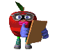 Animated graphic of an apple. 