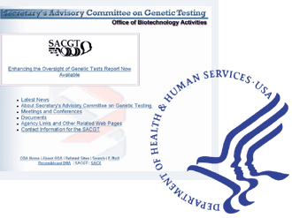 image of SACGT web page and the HHS logo