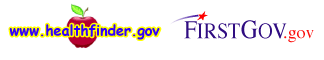 Image of the Healthfinder dot gov logo and The First Gov dot gov logo
