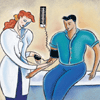 Illustration of man having a checkup