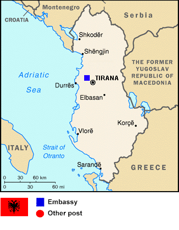 Map and Flag of Albania