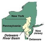 Map of the Delaware River Basin.