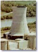 Hyperbolic cooling tower at a nuclear reactor