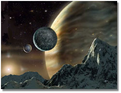 image of a possible scene from a moon orbiting the extra-solar planet