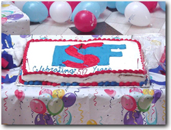 photo of cake with NSF50 logo; caption is below.