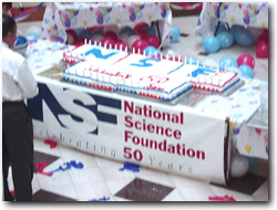 photo of cake with NSF50 decorations; caption is below.