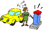 cartoon image of woman pumping gas