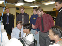 Fred visits a local school - Tech Tour 2001