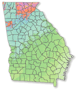 Clickable map of Georgia counties. 