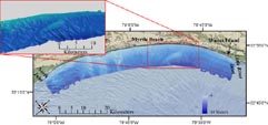 Figure showing oblate feature lying oblique to Myrtle Beach.