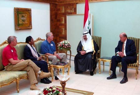 A congressional delegation to Iraq meets with the President of the Iraqi Interim Government and American Ambassador to Iraq.