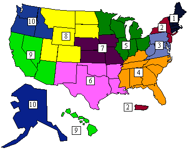 Clickable Map of the 10 EPA Regions