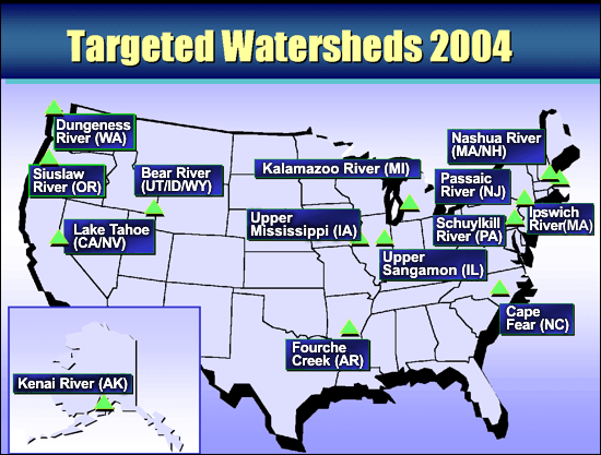 Map Depicting Targeted 2004 Watersheds