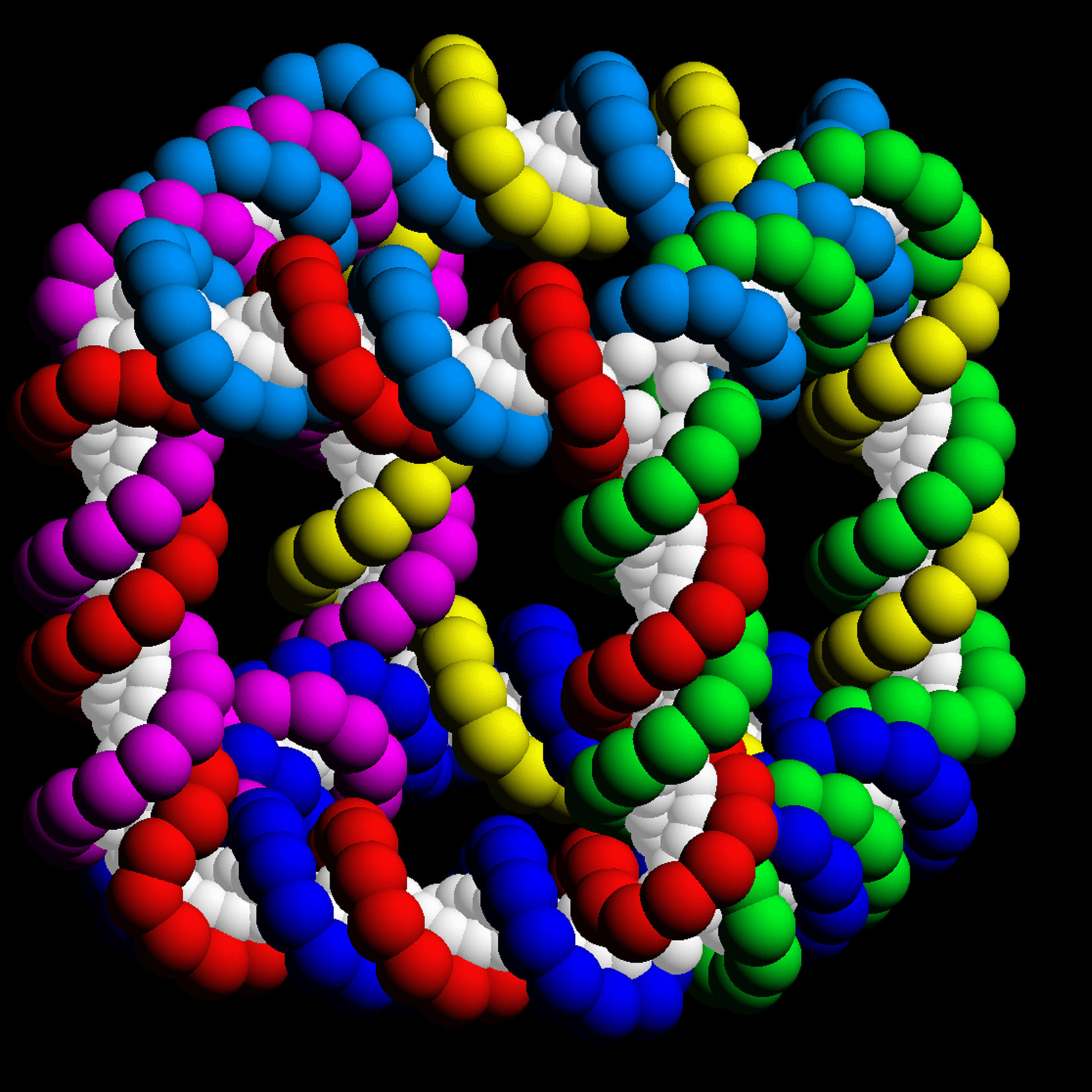 representation of a DNA cube shows that it contains six different cyclic strands