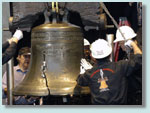 Riggers hoisting the Liberty Bell