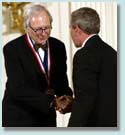 Photo of the Medal of Science laureate James E. Darnell and President Bush