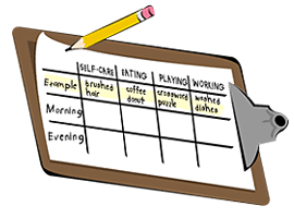 Illustration of clipboard with chart and pencil