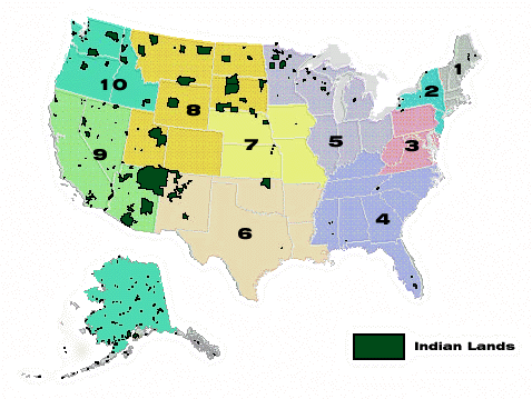 National Map of Federally Recognized Tribes and EPA Regions