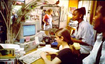 Photo of students at computer