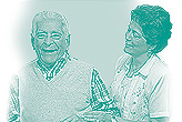 Elderly Hispanic couple.