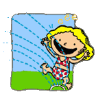 animated graphic of girl playing in water sprinkler