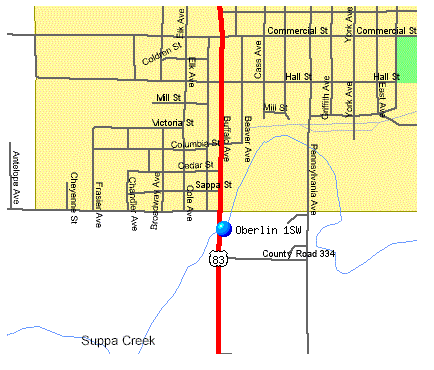 Sappa Creek near Oberlin location map