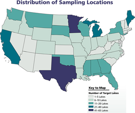 map showing the distribution of sampling locations