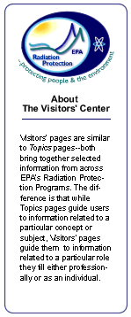 The Visitors' Center guides users to specially tailored sets of links. 