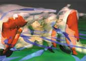 Graphic showing three dimensional model of thunderstorm - click for details