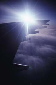 image- Jet airplane wing in flight